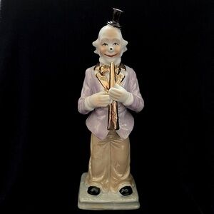 Charming MCM Vintage Lusterware Art Deco Clown Figurine with Gold Accents